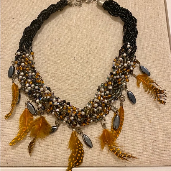 Beaded Necklace with brown golden Beads - Picture 3 of 4